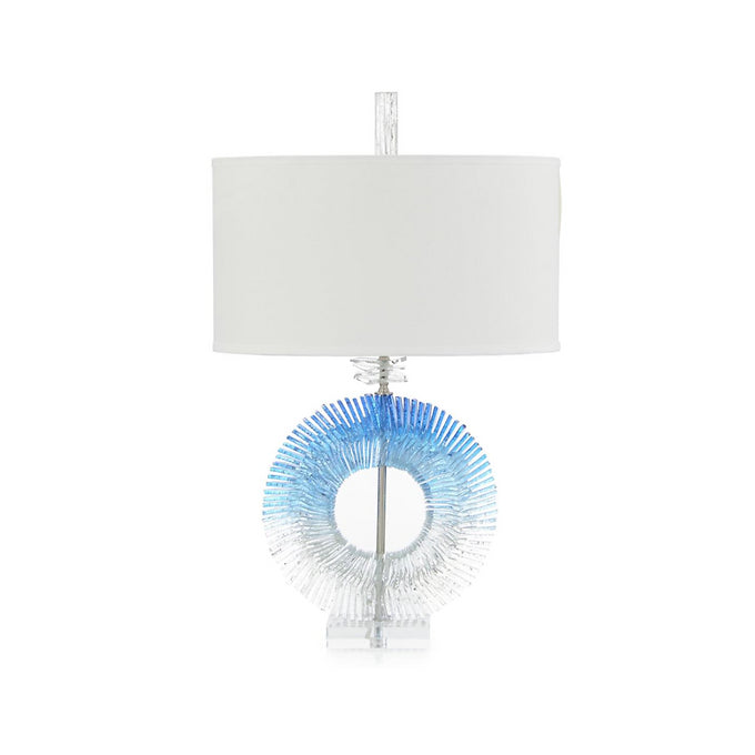 BLUE AND CLEAR GLASS TABLE LAMP