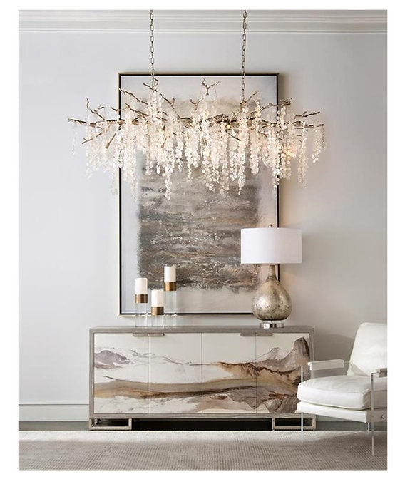 SHIRO-NODA FIFTEEN-LIGHT GLASS CLUSTER HORIZONTAL CHANDELIER