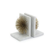 GOLD BURSTS ON WHITE MARBLE BOOKENDS