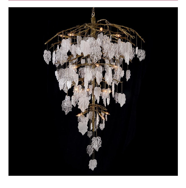 SUGAR LEAF: GLASS LEAF TWENTY-SIX-LIGHT CHANDELIER