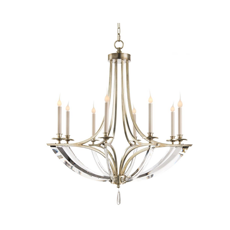 BENT-CRYSTAL EIGHT-LIGHT CHANDELIER