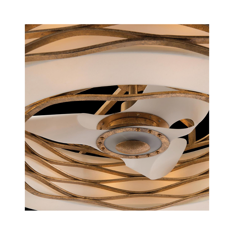 RIBBONS OF GOLD TWELVE-LIGHT PENDANT WITH FAN
