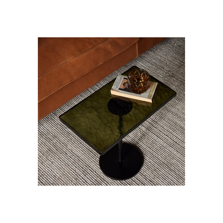 ZEVON END TABLE-MOSS CAST GLASS