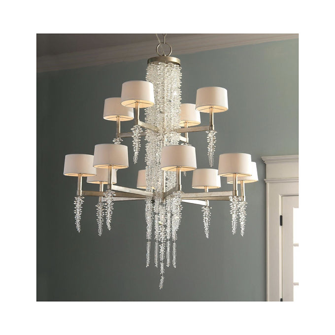 CASCADING CRYSTAL WATERFALL TWELVE-LIGHT CHANDELIER