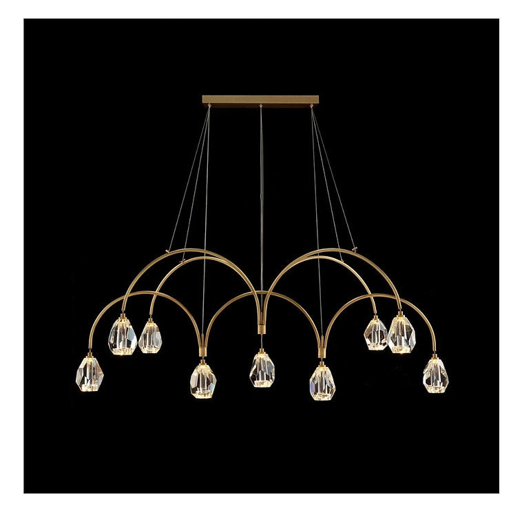 FACETED CUT CRYSTAL NINE-LIGHT CHANDELIER