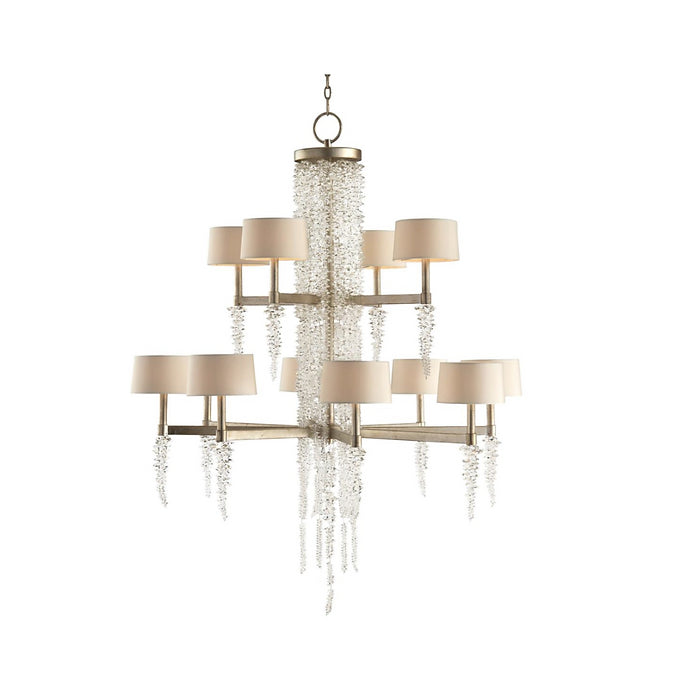 CASCADING CRYSTAL WATERFALL TWELVE-LIGHT CHANDELIER