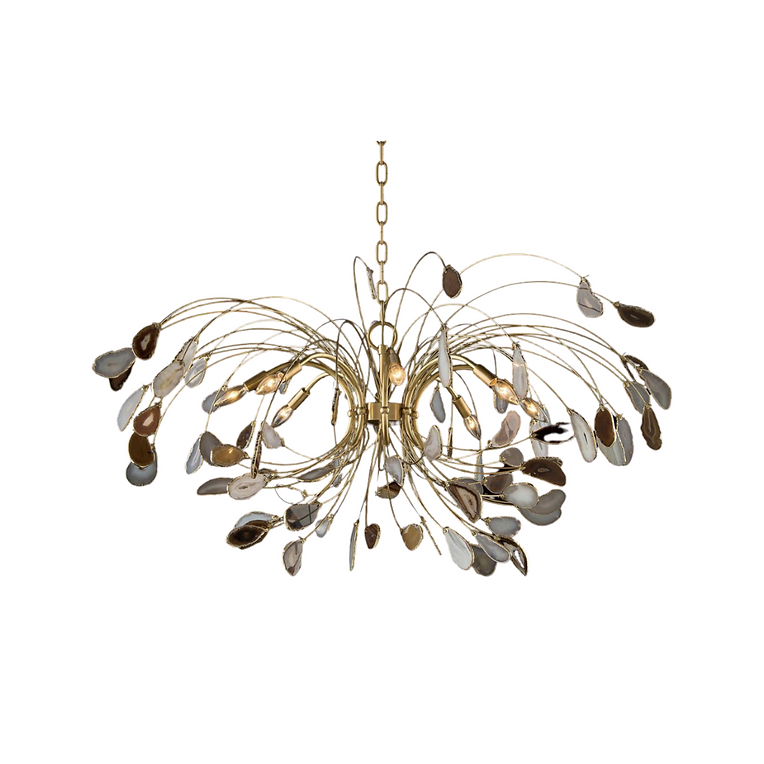 AGATE AND BRASS EIGHT-LIGHT CHANDELIER