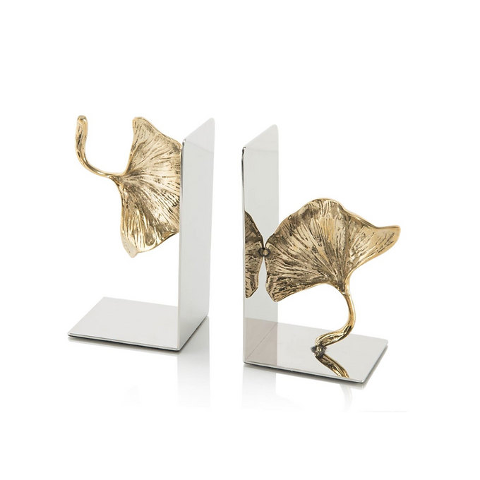 PAIR OF GINKGO LEAF BOOKENDS