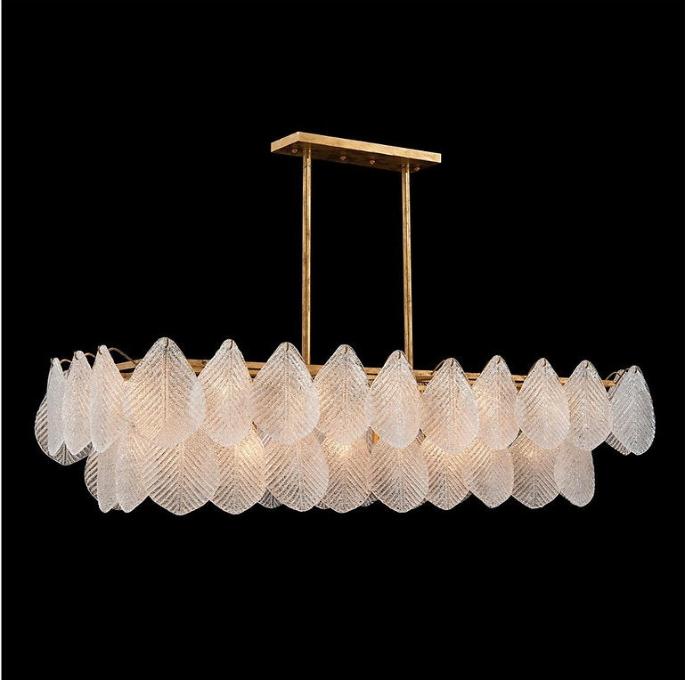 FROSTED GLASS PETAL HORIZONTAL TWENTY-FOUR-LIGHT CHANDELIER