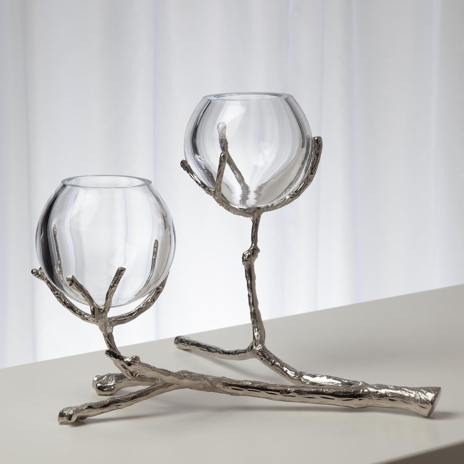 TWIG 2 VASE HOLDER-NICKEL