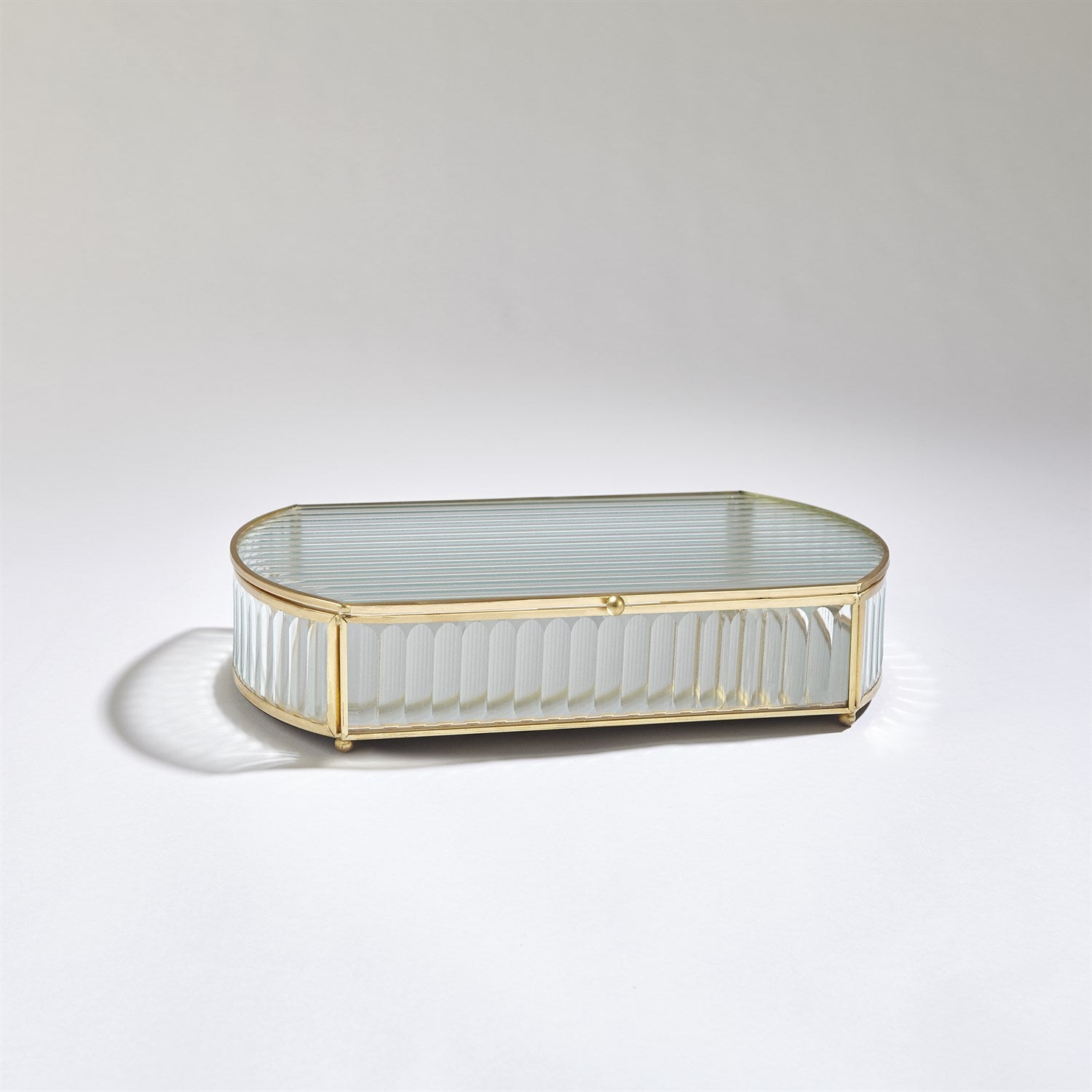 REEDED GLASS OVAL BOX