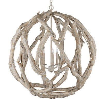 DRIFTWOOD WHITEWASH ORB CHANDELIER