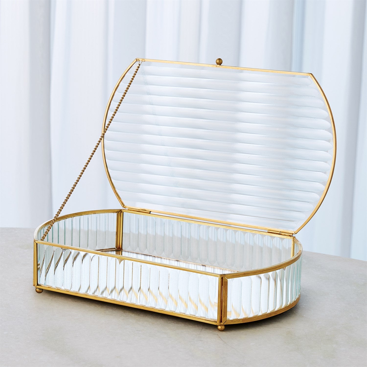 REEDED GLASS OVAL BOX