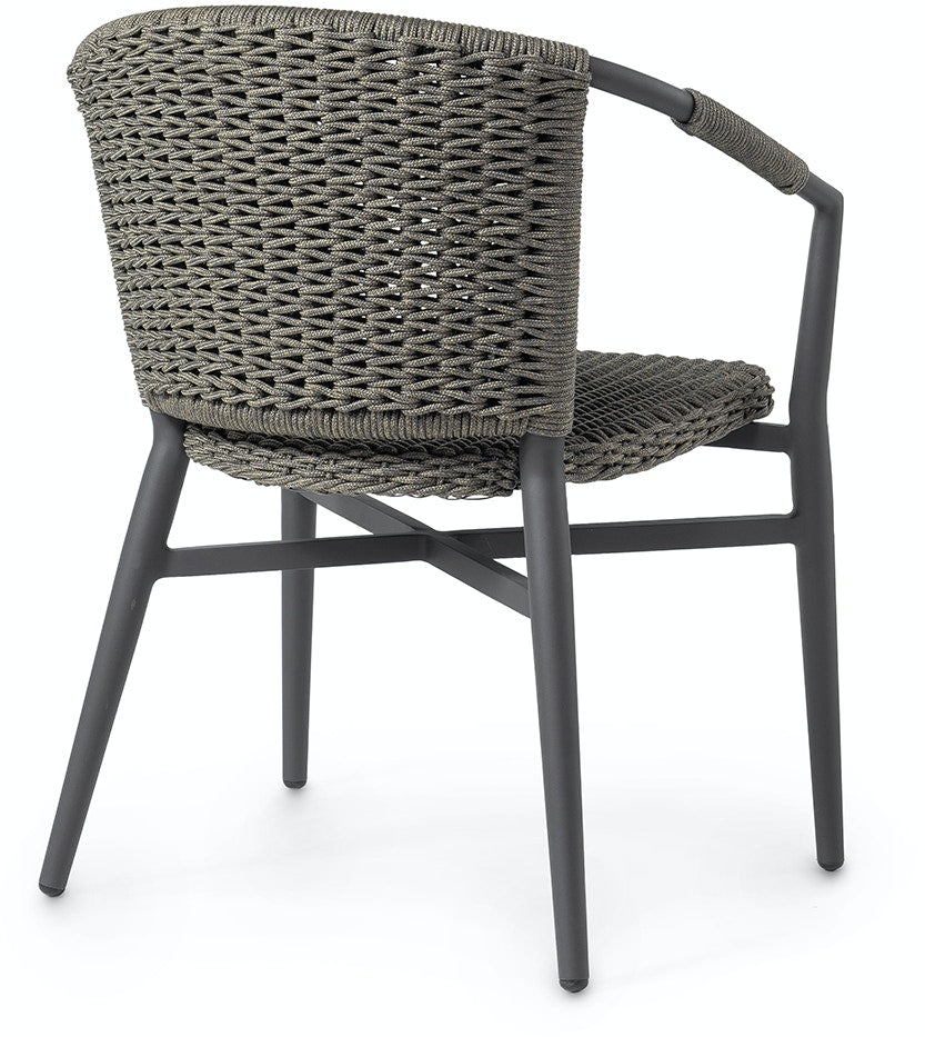 NINA OUTDOOR STACKABLE ARM CHAIR, CHARCOAL