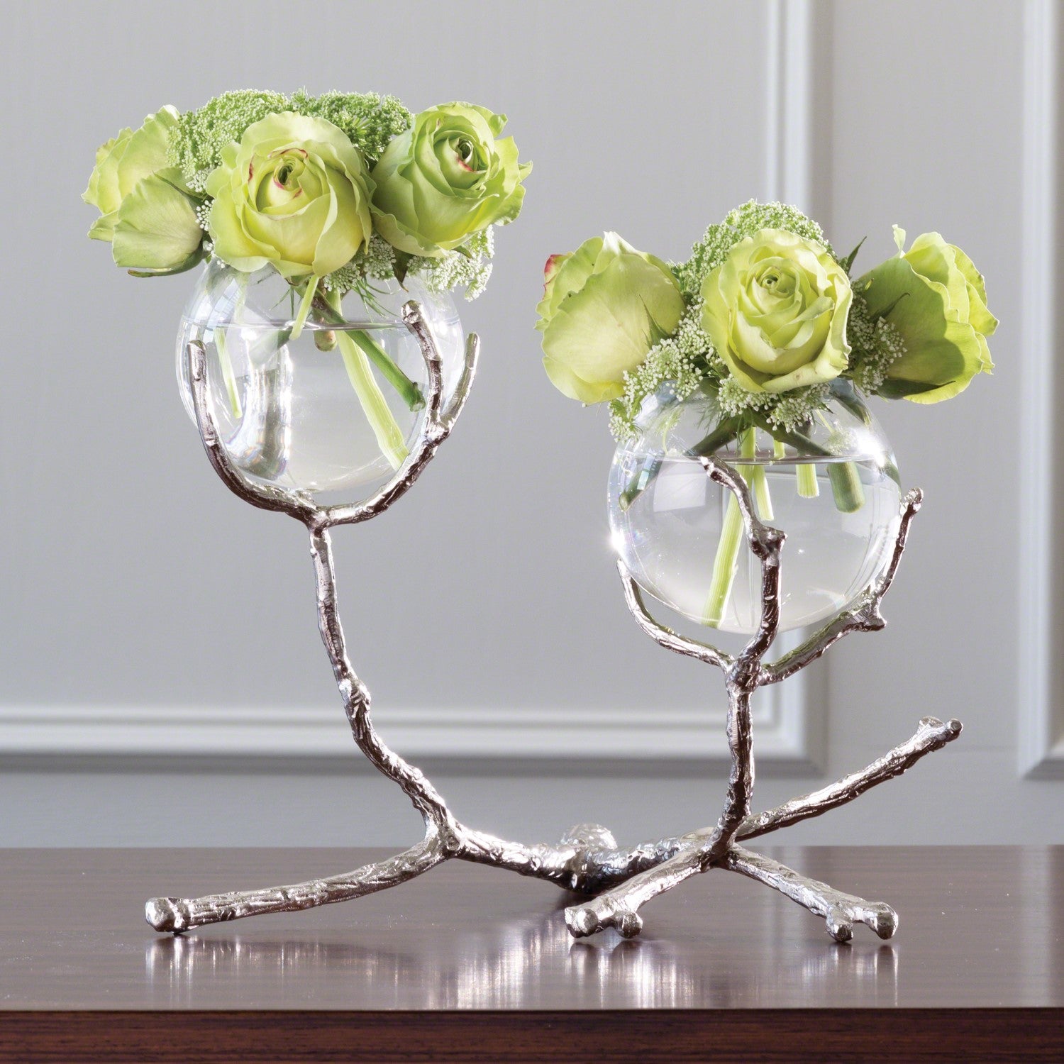 TWIG 2 VASE HOLDER-NICKEL