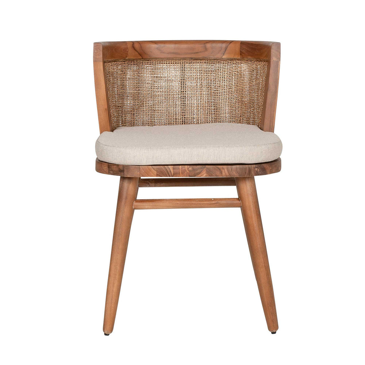 LOE CANE AND TEAK DINING CHAIR