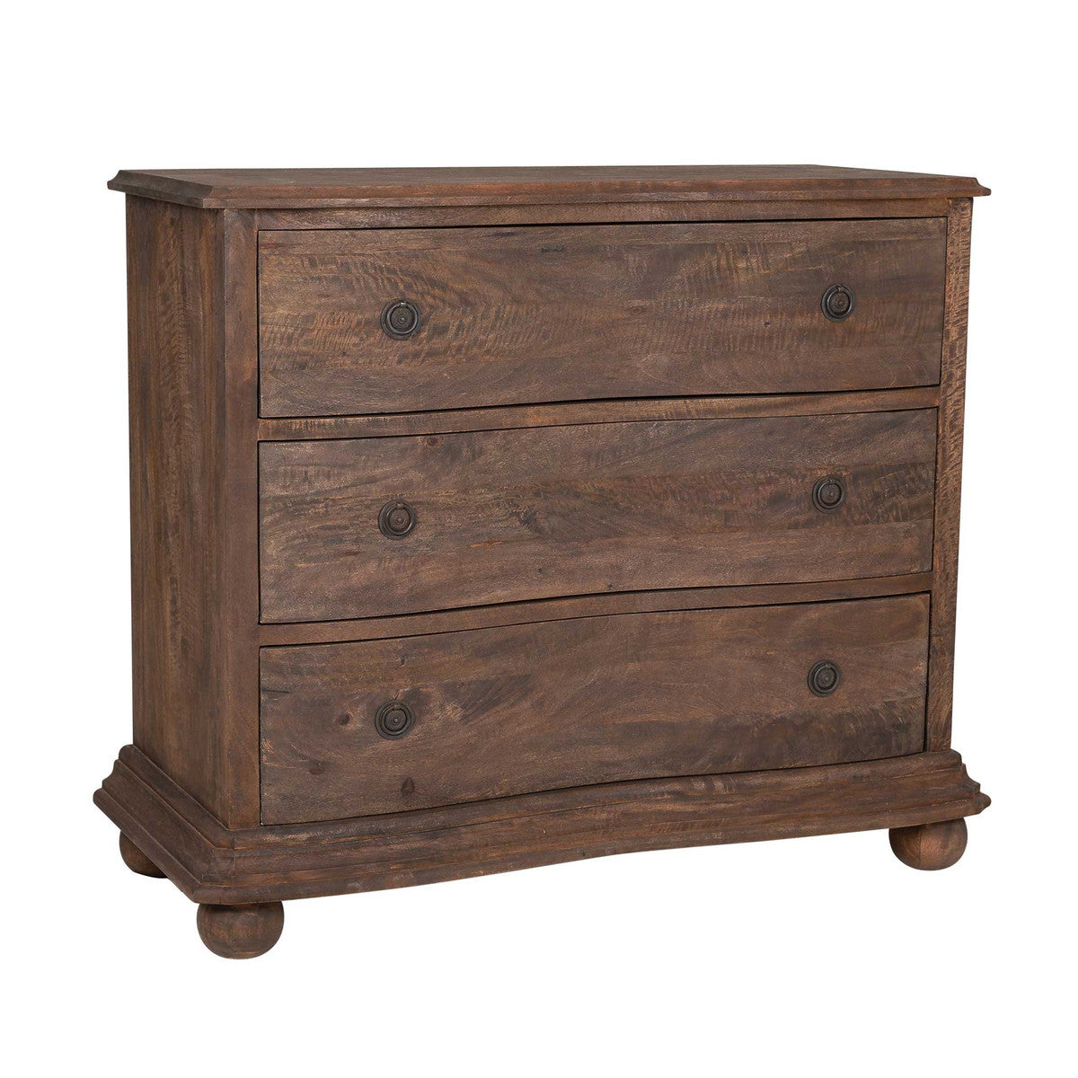 JOAN 3 DRAWER MANGO WOOD DRESSER, DARK BROWN