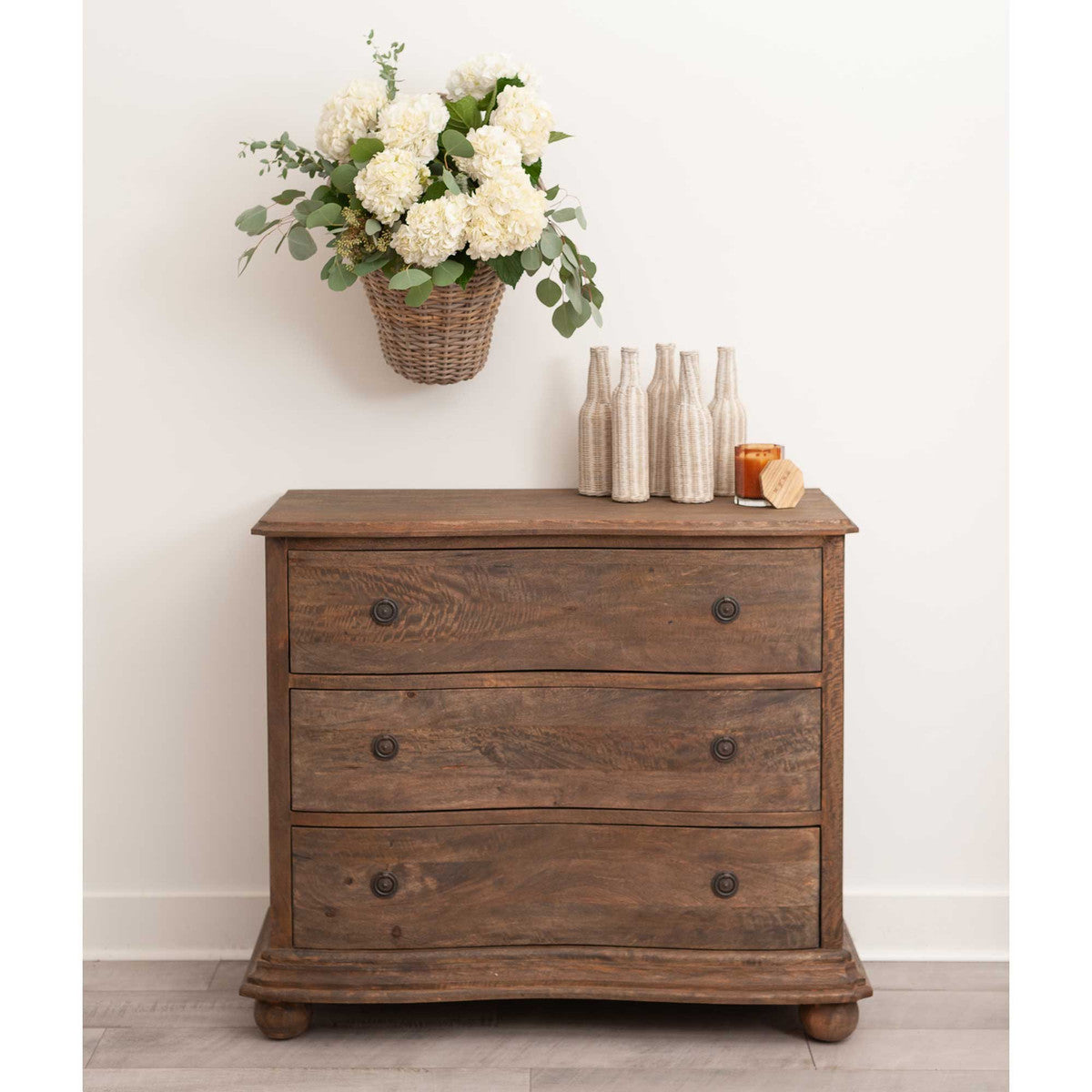 JOAN 3 DRAWER MANGO WOOD DRESSER, DARK BROWN