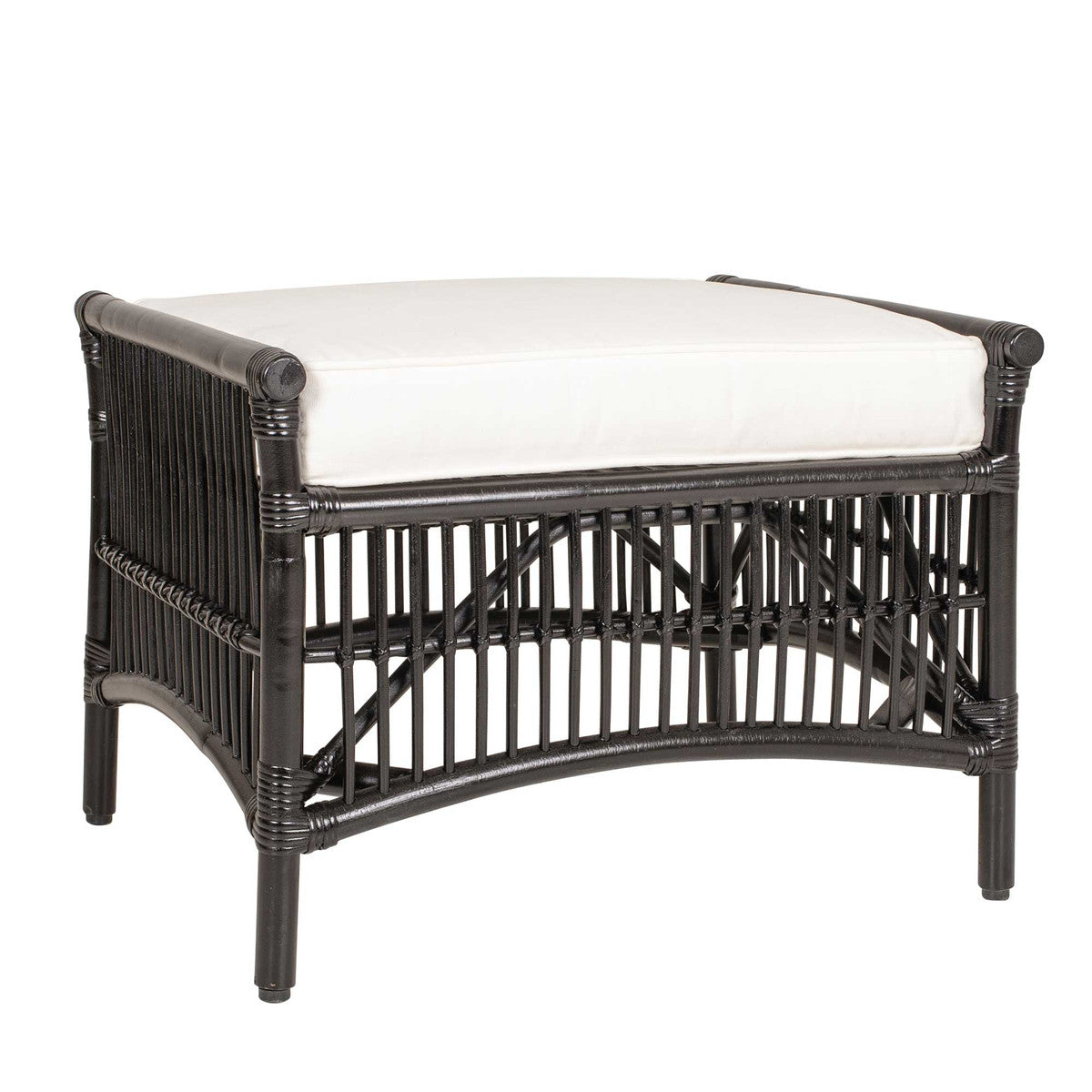 WINSTON RATTAN OTTOMAN, BLACK