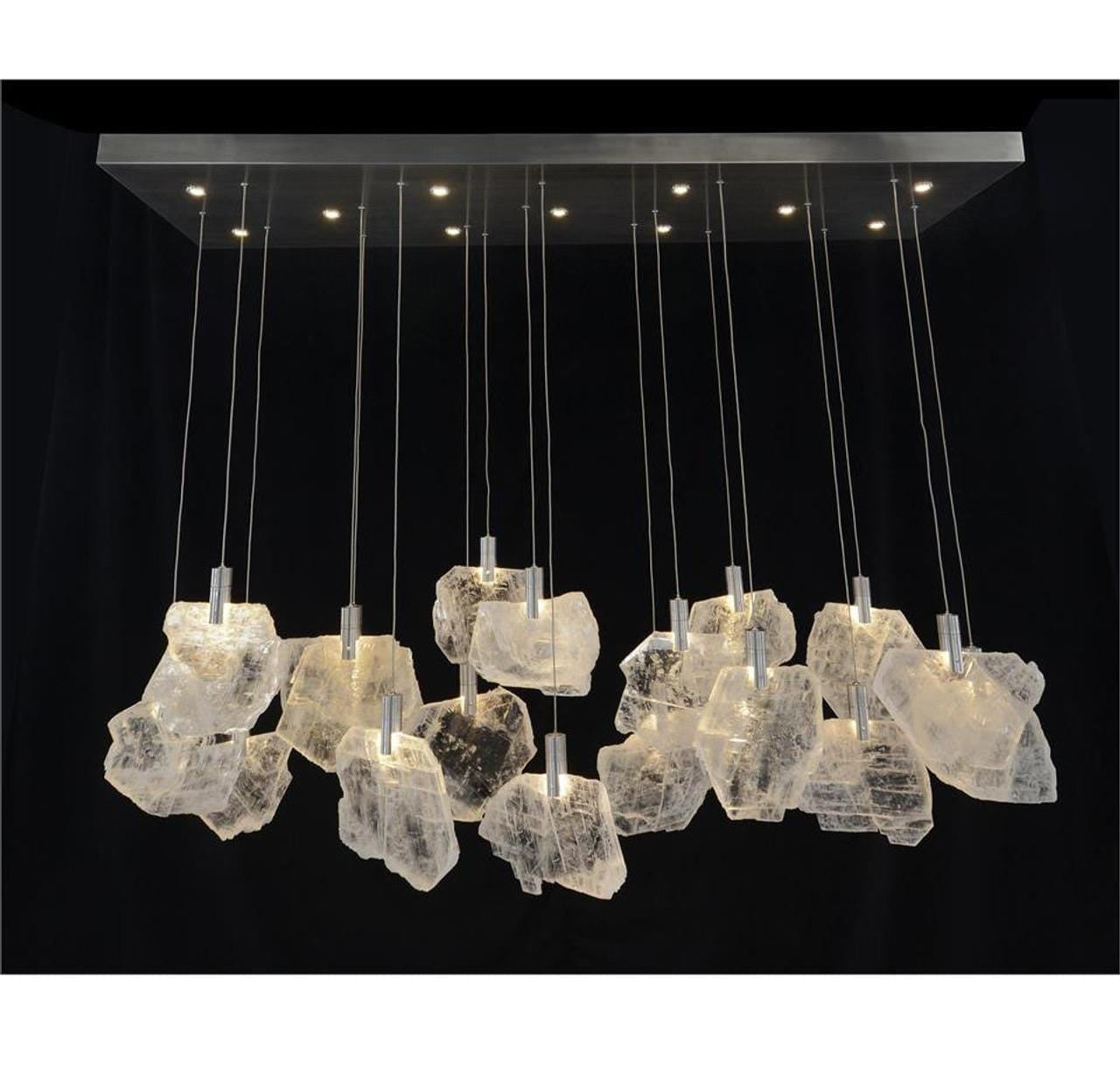 MOONLIGHT SONATA: SELENITE PANE TWENTY-NINE-LIGHT HORIZONTAL CHANDELIER