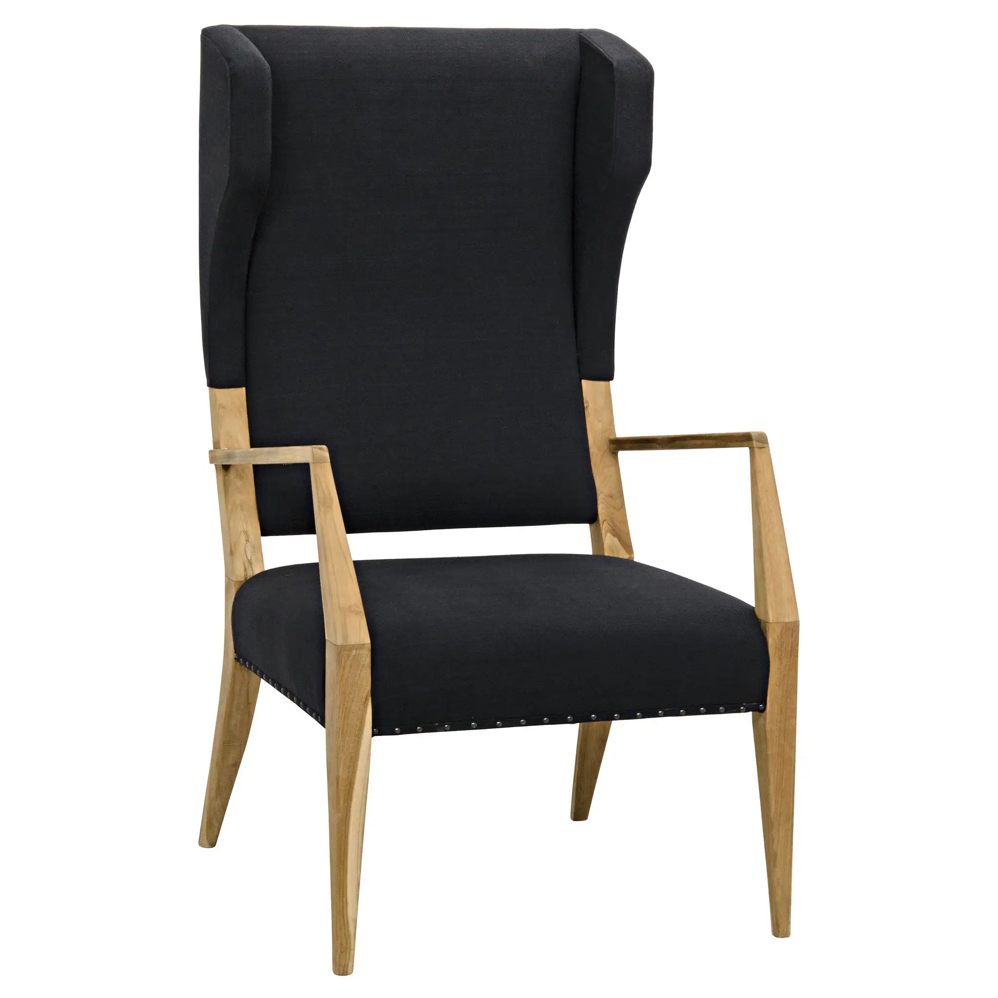 NARCISO CHAIR, TEAK WITH BLACK WOVEN FABRIC