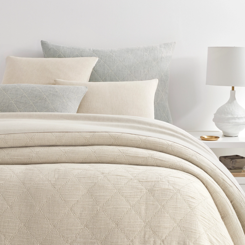 TILDEN NATURAL/GREY MATELASSE COVERLET