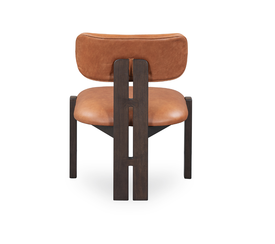 MARINA DISTRESSED LEATHER/ WOOD DINING CHAIR