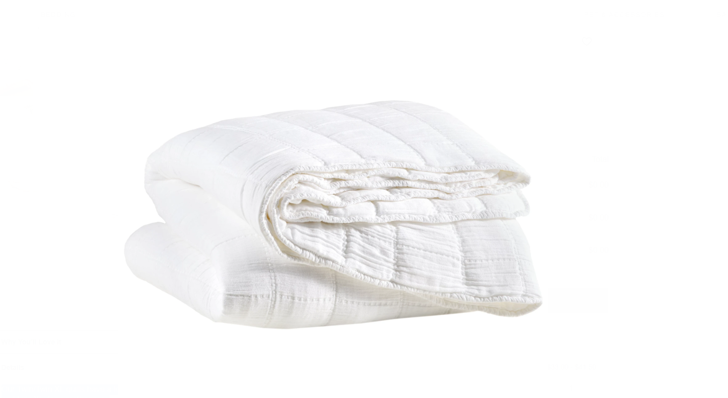 MONET WHITE QUILTED COVERLET